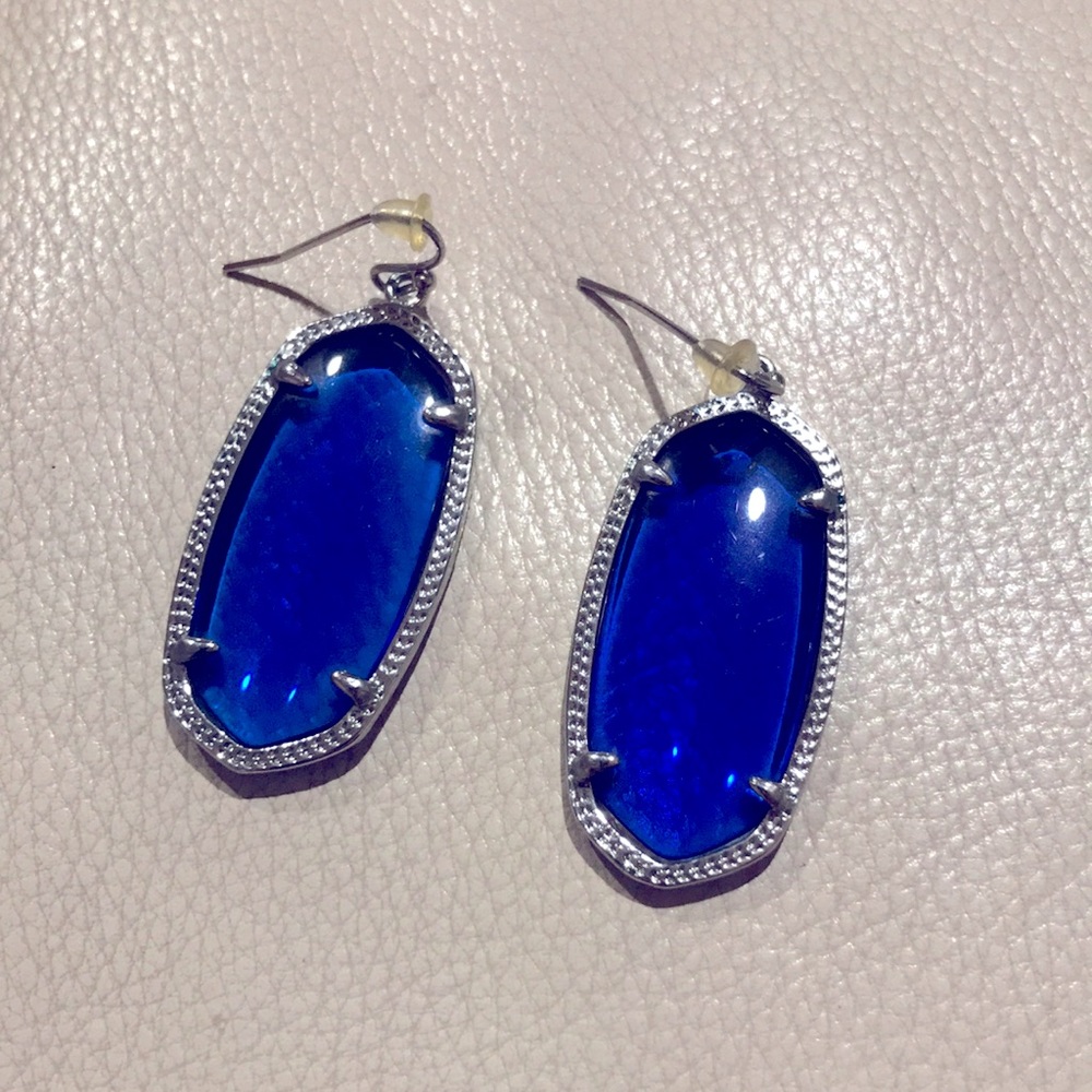 Blue Silver Kendra Scott Drop Earrings